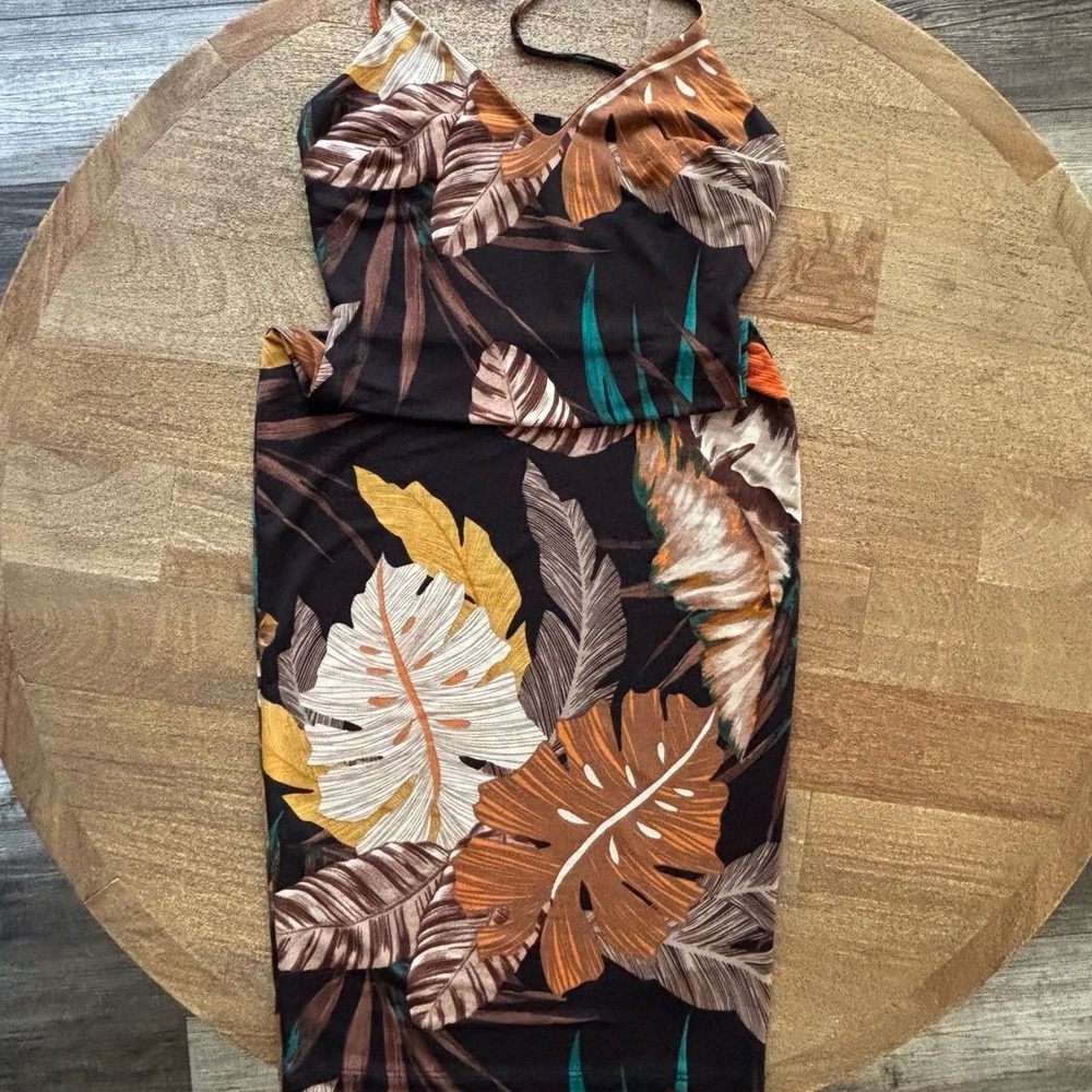 Women's Tropical Fall Leaf Print Dress